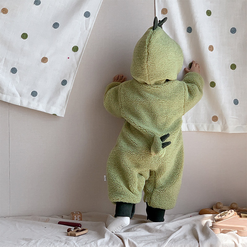 Baby Cute Embroidered Dinosaur Long Sleeve Romper