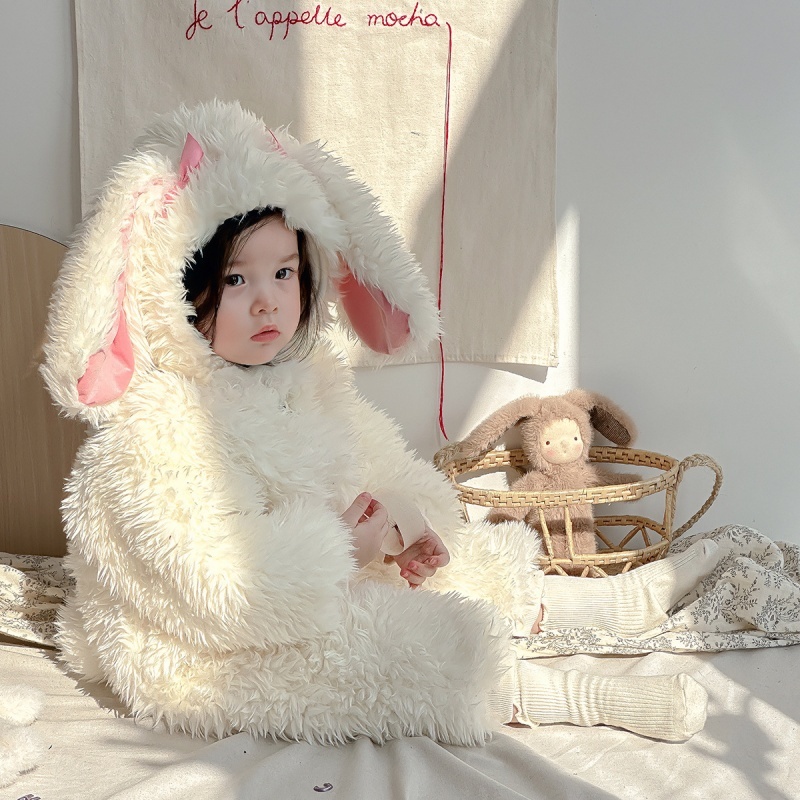 Baby Girl Cute LCute Bunny Fluffy With Hat Romper