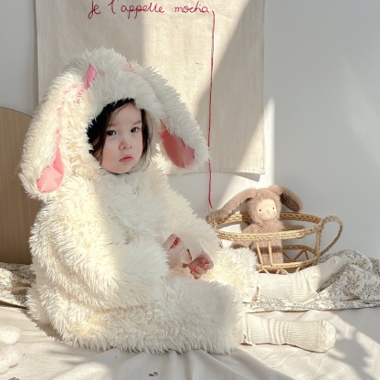 Baby Girl Cute LCute Bunny Fluffy With Hat Romper