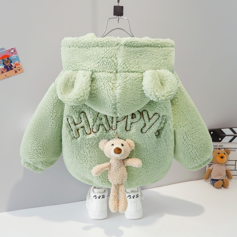 Baby Cute Bear Hooded Thickened Plush Top