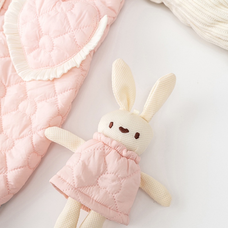 Baby Girl Cute Bunny Love Pocket Thickened Fake Two Pieces Romper