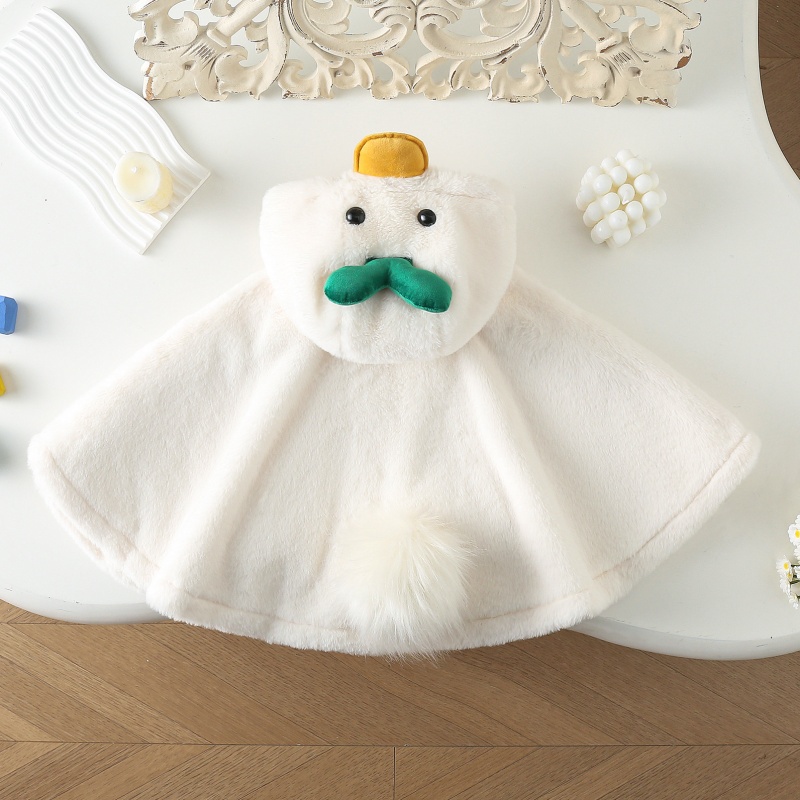 Baby Girl Padded and ThickenedCartoon Duck Poncho Top