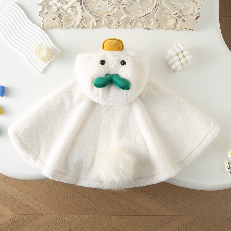 Baby Girl Padded and ThickenedCartoon Duck Poncho Top