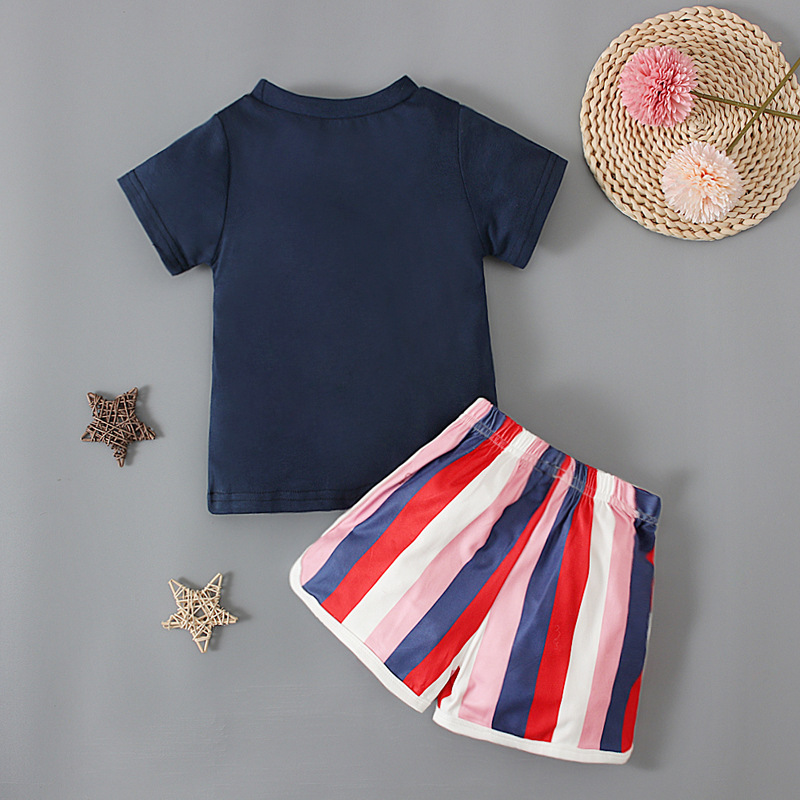 2pcs Baby Boy/Girl American Independence Day Streaks T-shirt with Pant Set