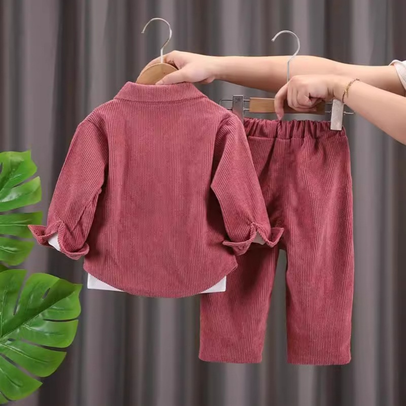 2pcs Baby Boy/Girl Chest Badge Corduroy Set