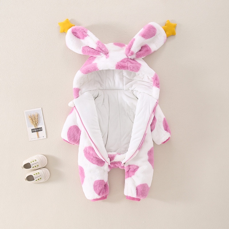 Baby Boy/Girl Cute Love Star Rabbit Ears Thickened Hooded Romper