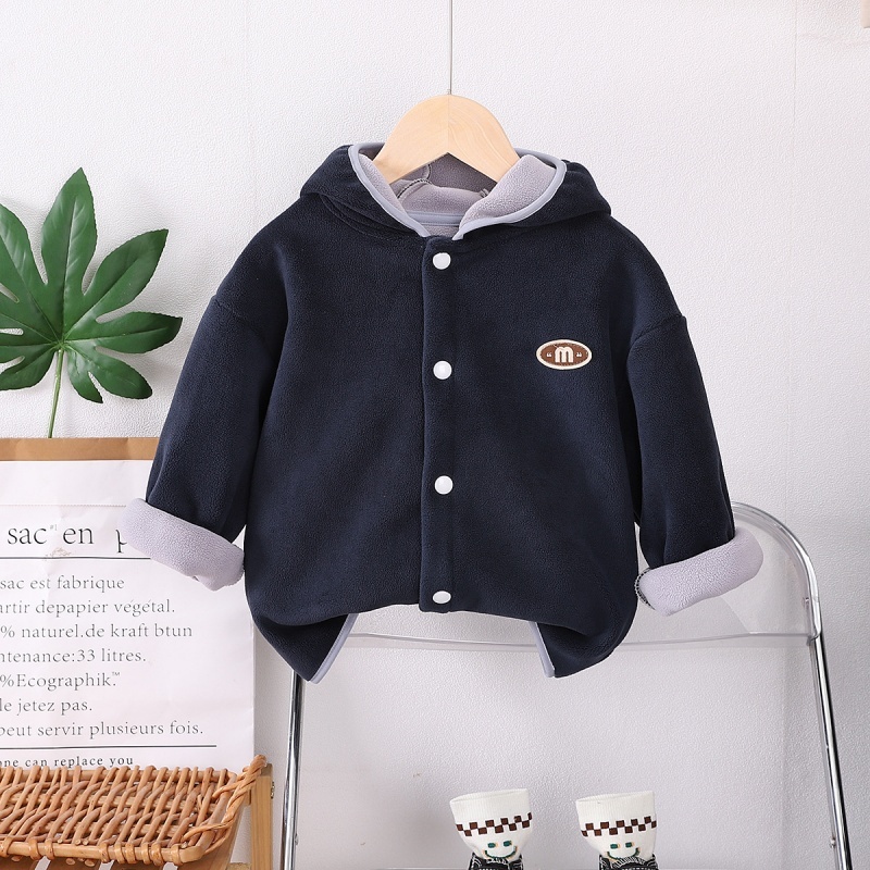 2pcs Baby Boy Padded Hooded Sweatshirt Set