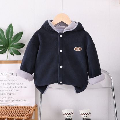 2pcs Baby Boy Padded Hooded Sweatshirt Set