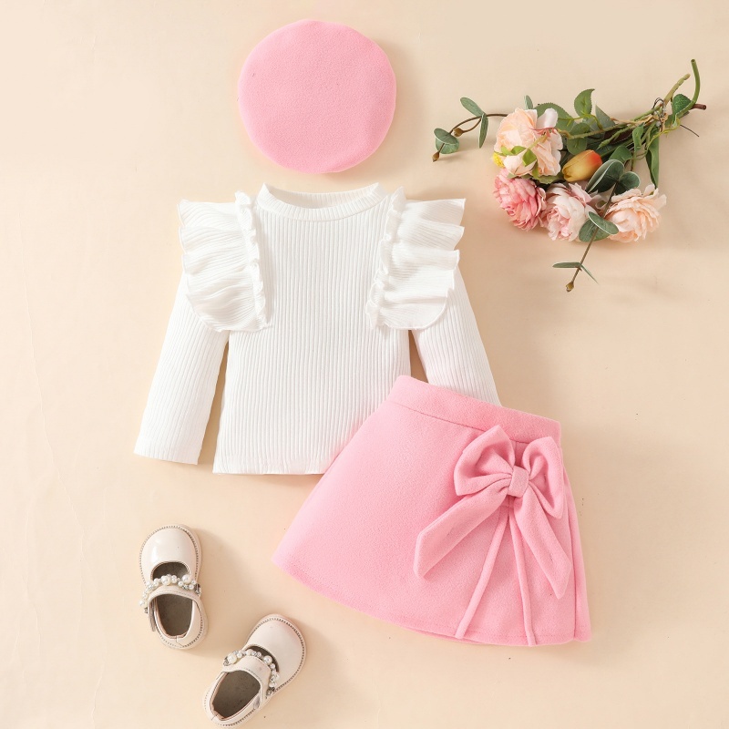 Baby Girl Cute Fluffy Rabbit Padded Fleece Double Layer Long Sleeve Ro
