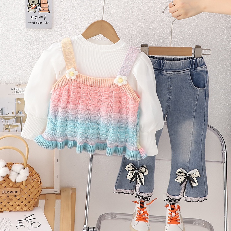 Baby Girl Cute Fluffy Rabbit Padded Fleece Double Layer Long Sleeve Ro