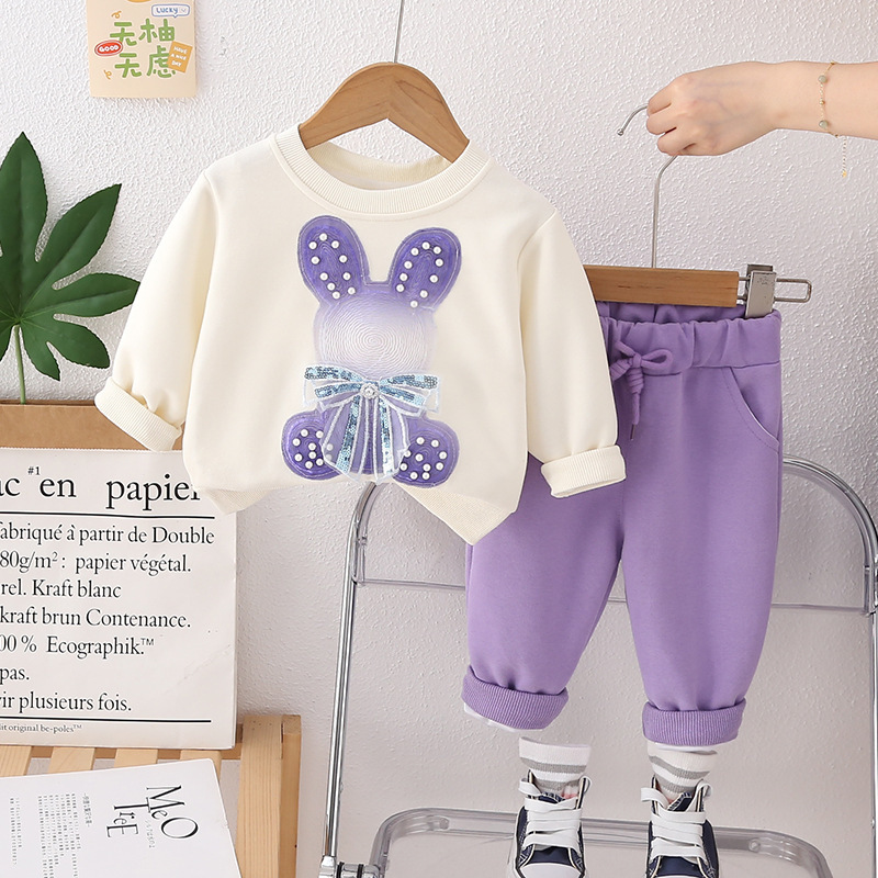 2pcs Baby Girl Ribbon Bow Bunny Set