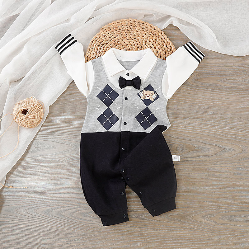 Baby Boy Cute Bear Bow Tie Romper
