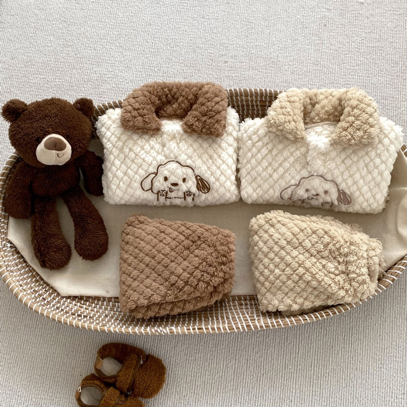 2Pcs Baby Girl/Boy Padded Set Cartoon Embroidery Pullover Sweatshirt Set