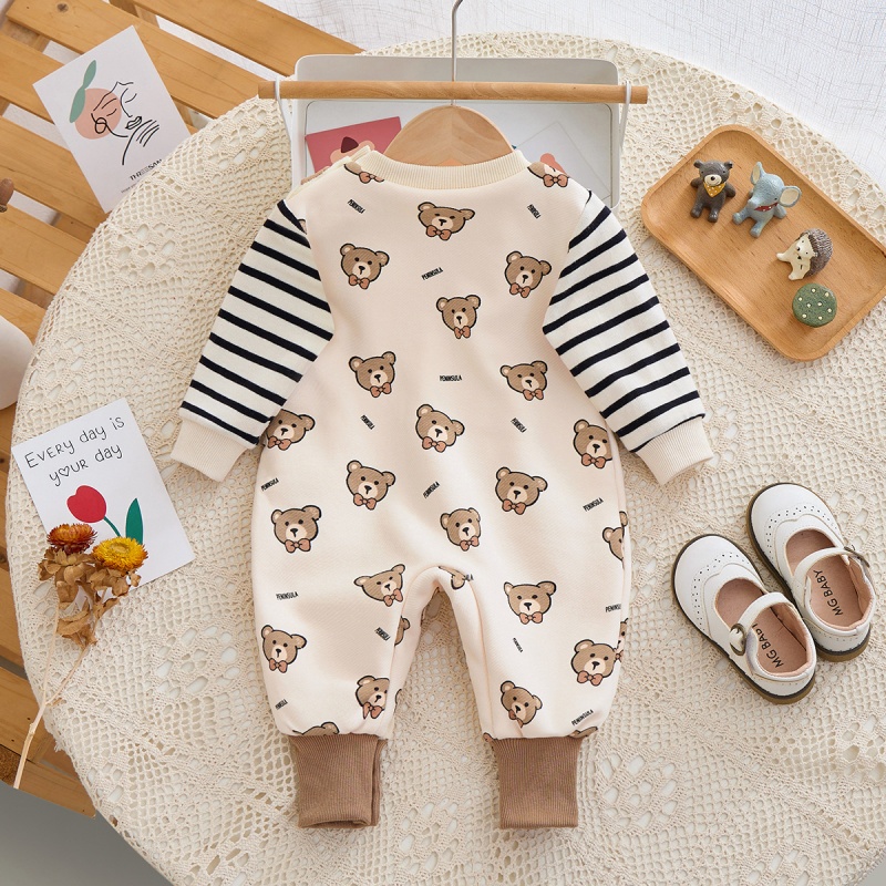 Baby Boy Fake Two Bear Padded Romper