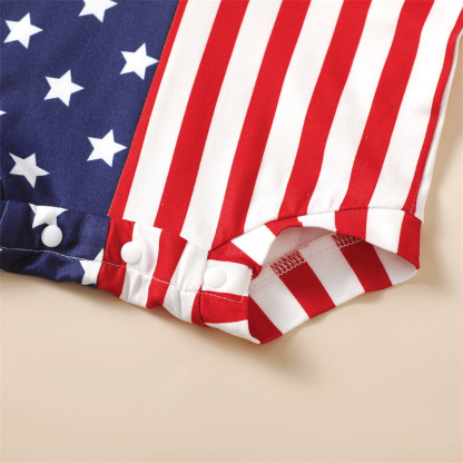 Baby Girl American Independence Day Fag Pattern Bodysuit