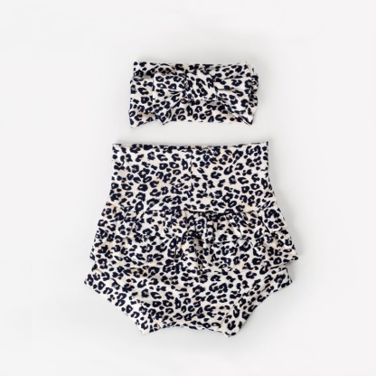 3pcs Baby Girl Solid Colour Long Sleeve Bottom Shirt + Shorts + Hairband Set