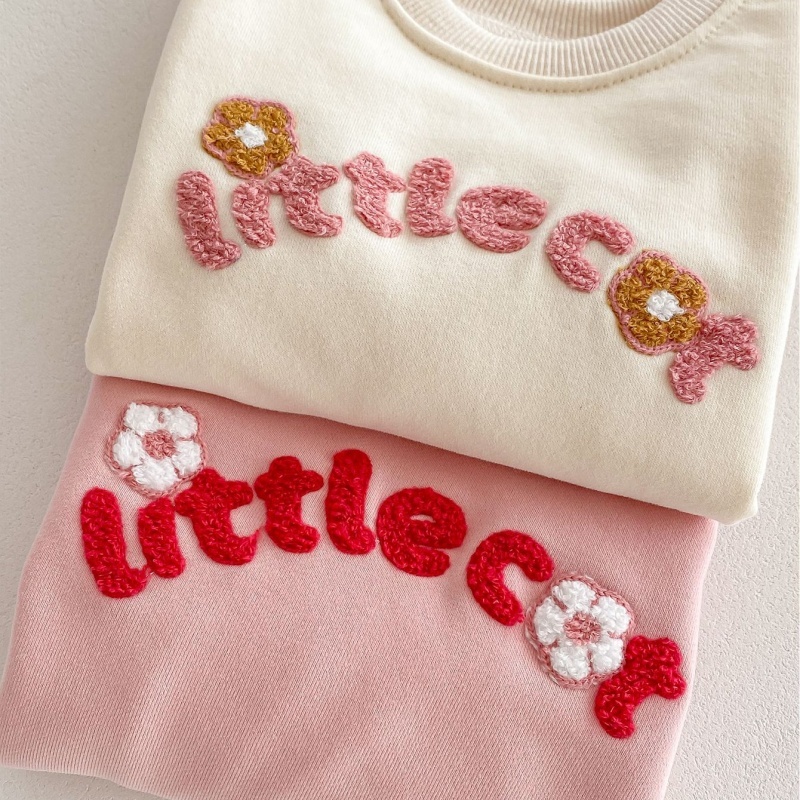 2pcs Baby Girl Flower Letters Long Sleeve Set