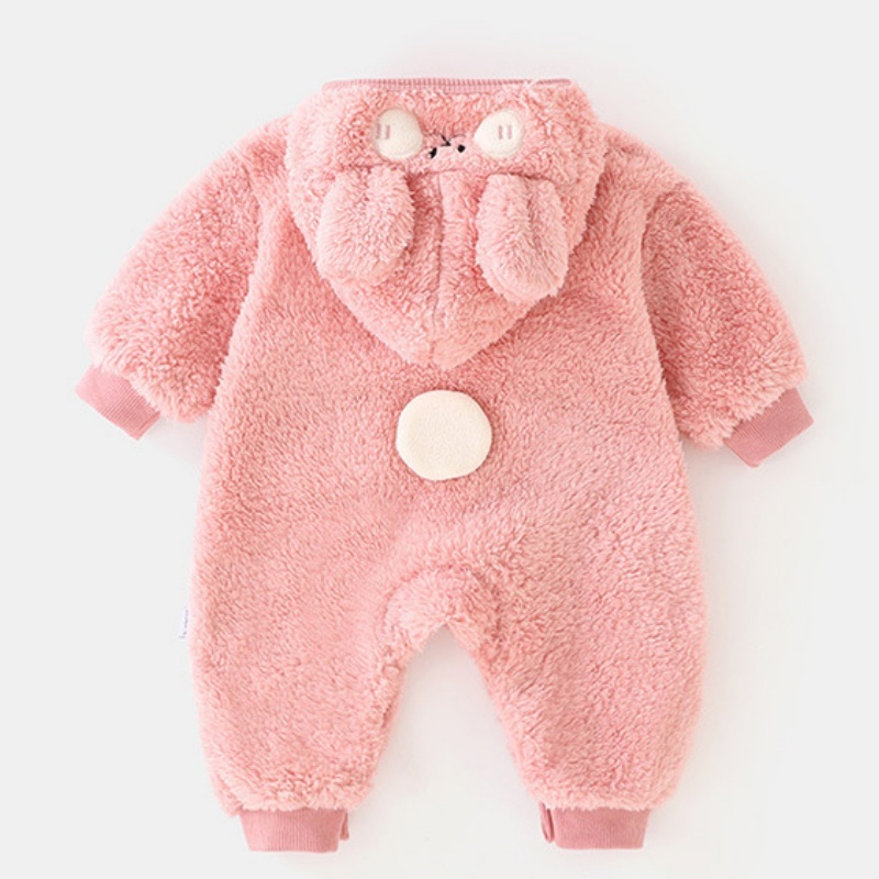 Baby Girl Padded and Thickened Cute Bunny Zip Romper
