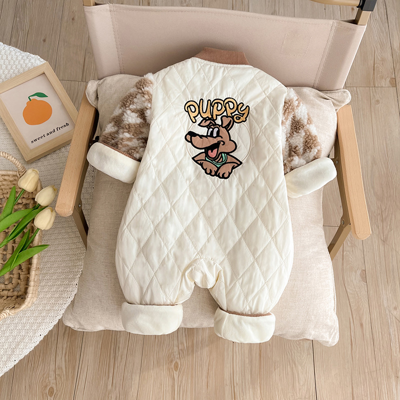 Baby Boy Thickened Padded Cute Puppy Romper