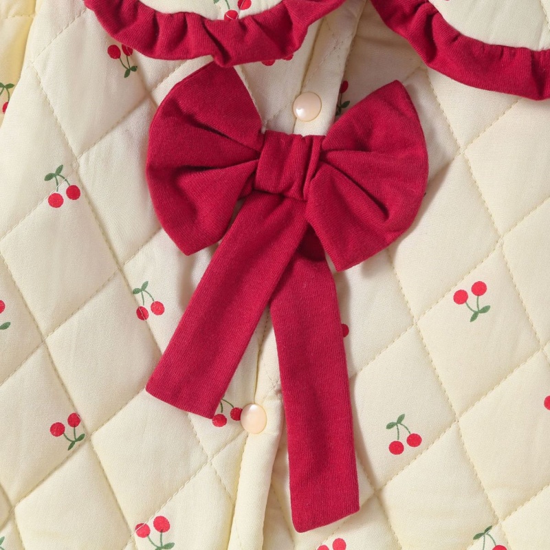 Baby Girl Cherry Clip Cotton Lapel Romper