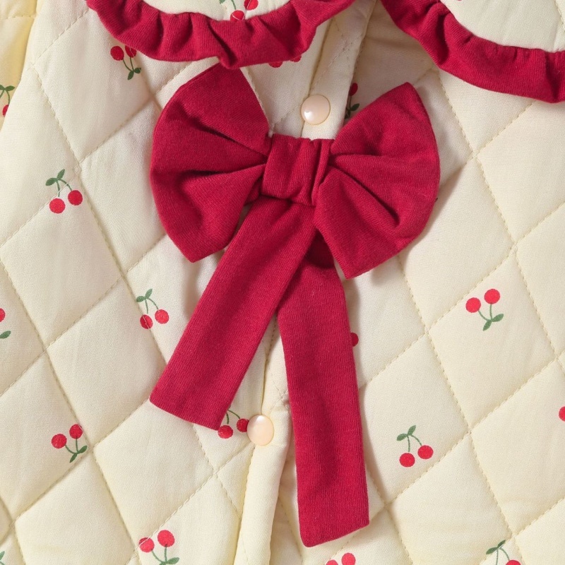 Baby Girl Cherry Clip Cotton Lapel Romper