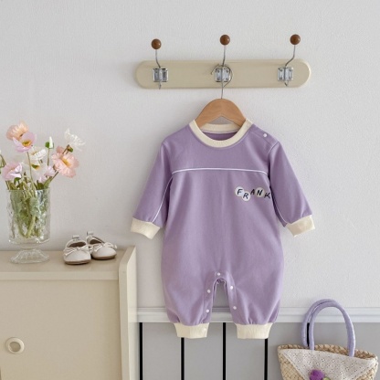Baby Girl Alphabet EmbroideryLong Sleeve Romper