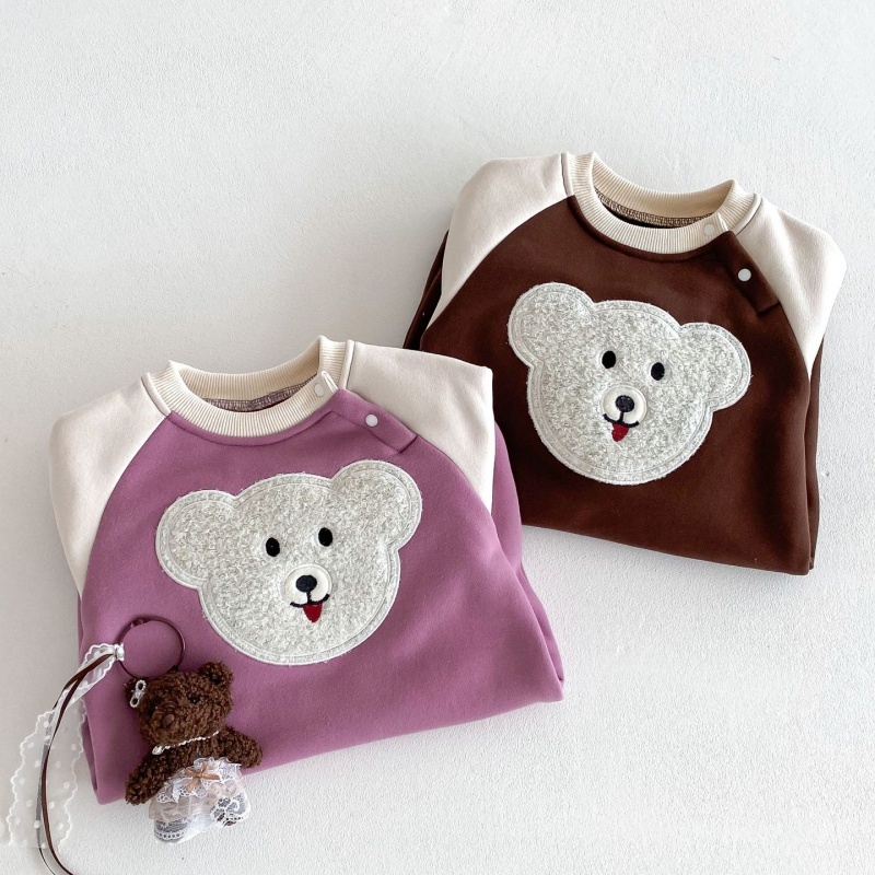 Baby Girl/Boy Colorblocking Bear Long Sleeve Romper