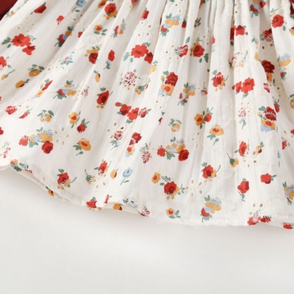 Baby Girl Long Sleeve Fake Two Piece Floral Butterfly Dress with Hat