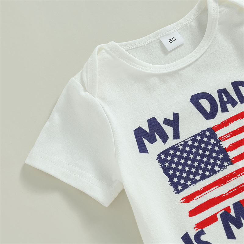 Baby Boys Independence Day Stars and Stripes Bodysuit + pant two-piece suit