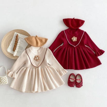 Baby Girl Floral Knit Long Sleeve Dress