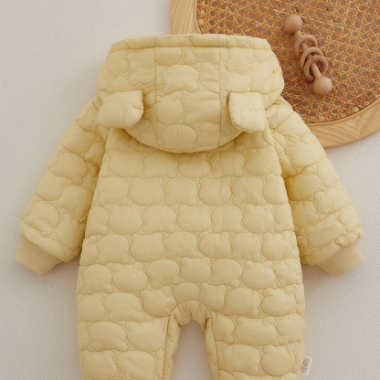 Baby Girl/Boy Long Sleeve Cute Bear Thickened Hooded Zip Romper