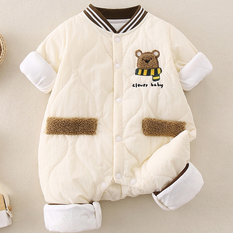 Baby Girl/Boy Long Sleeve Cotton Scarf Bear Romper