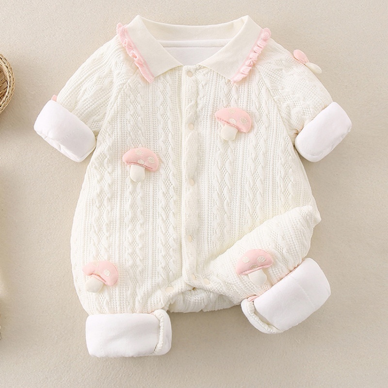 Baby Girl Padded and Thickened Cute Bunny Romper with Hat