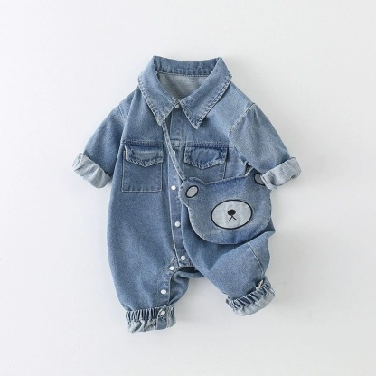 Baby Boy Soft Cowboy Cute Bear with Bag Romper