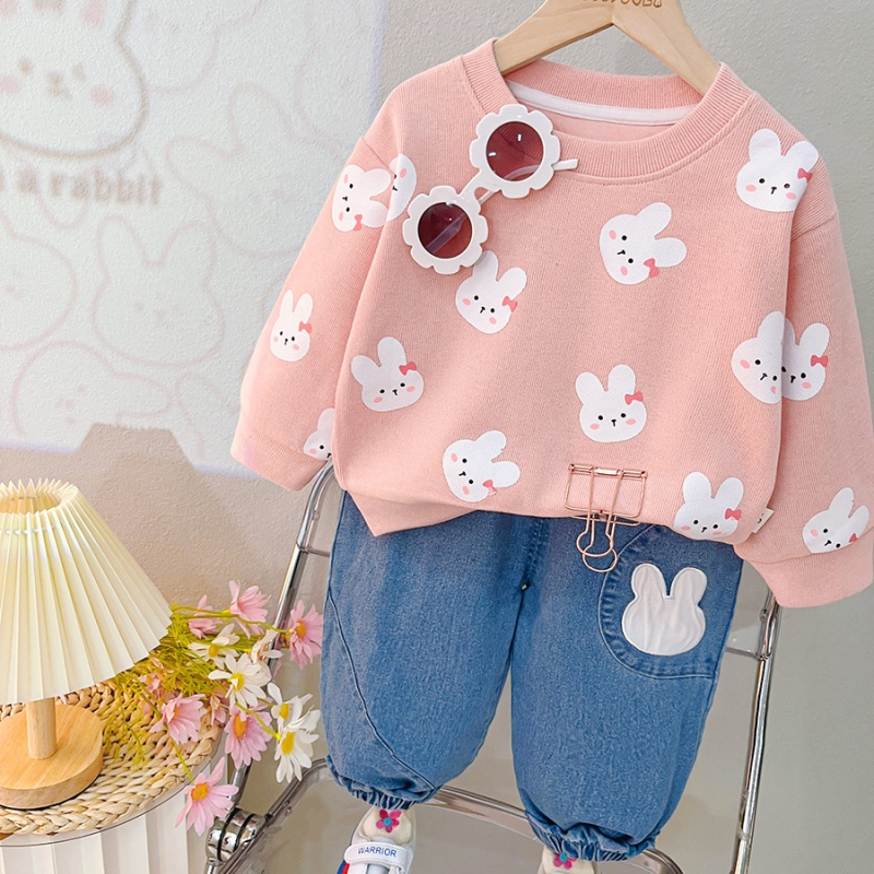 2pcs Baby Girl/Boy Full-print Bunny Long Sleeve Set