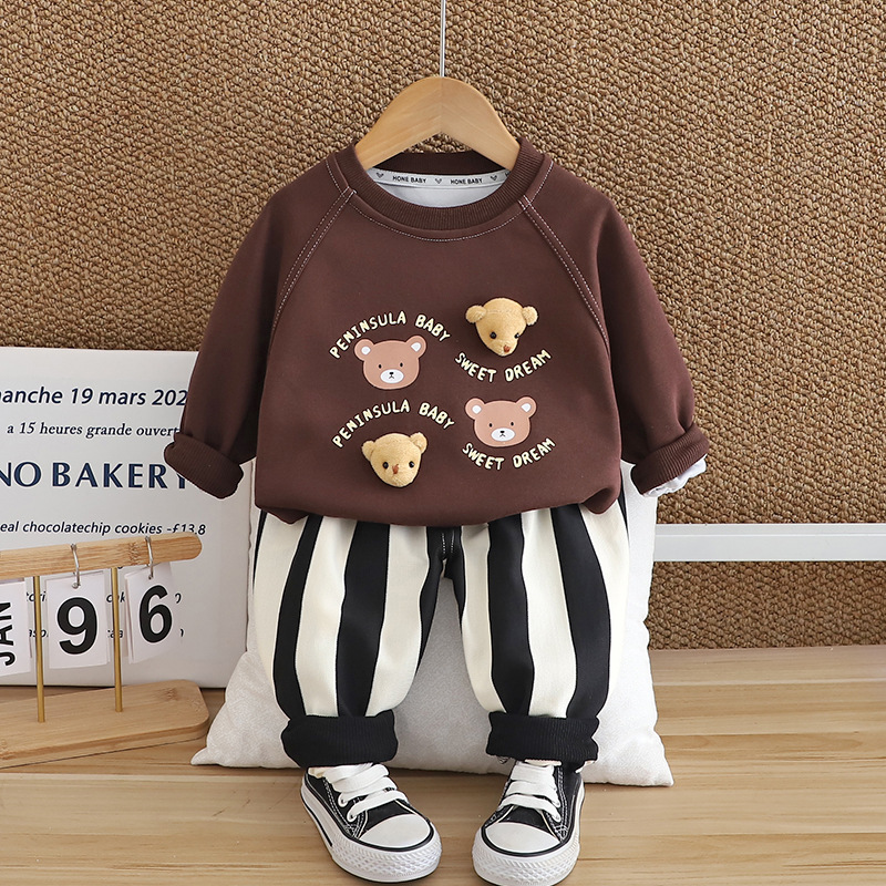 2pcs Baby Boy Long Sleeve Cubby Bear Set