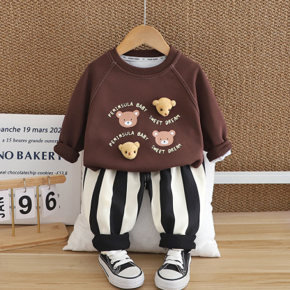2pcs Baby Boy Long Sleeve Cubby Bear Set