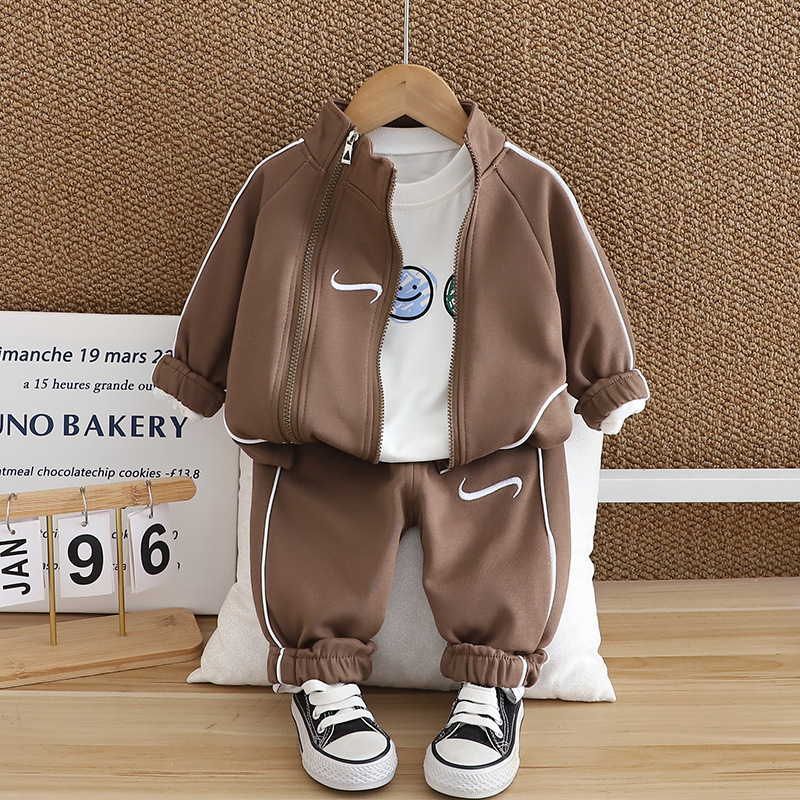 3pcs Baby Boy Long Sleeve Casual Sport Smiley Set