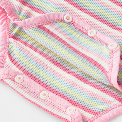 Baby Gir Cute Flower Stripe Sling Sleeveless Bodysuit