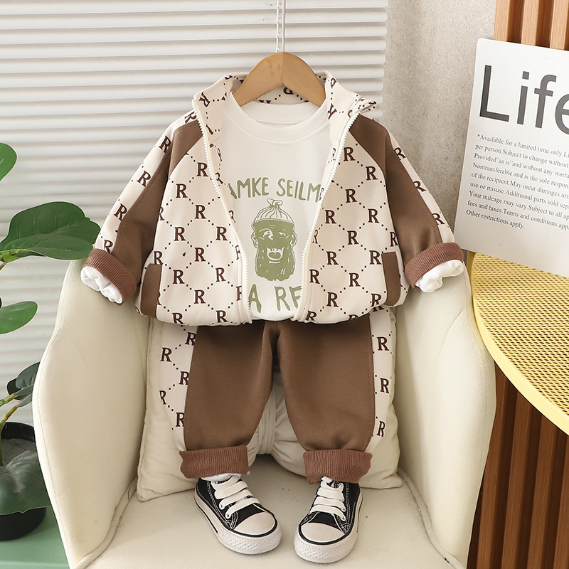 3pcs Baby Boy Long Sleeve Colour Blocking Casual Set