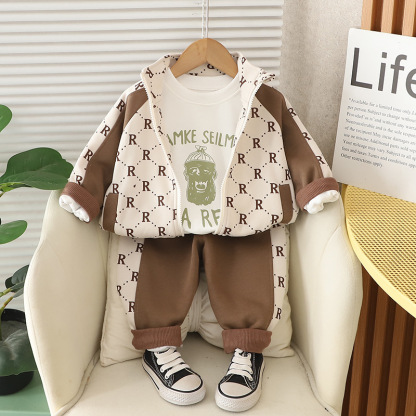 3pcs Baby Boy Long Sleeve Colour Blocking Casual Set