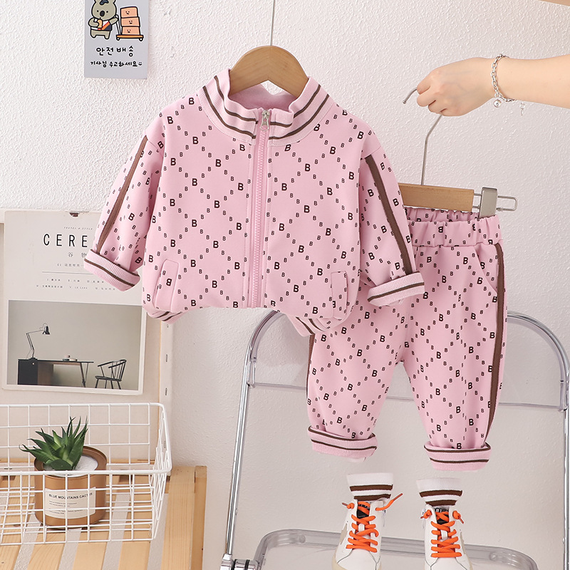 2pcs Baby Boy/Girl Long Sleeve Alphabet Casual Zip Set