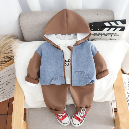 3pcs Baby Boy/Girl Long Sleeve Casual Simple Hooded Set