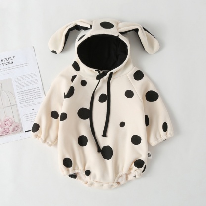 2pcs Baby Girl Cute Polka dot hooded Long Sleeve Romper+Pants