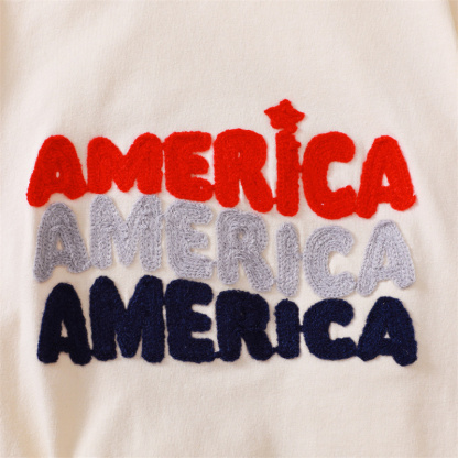 Baby Boys American Towel Embroidered Letters Short Sleeve Bodysuit