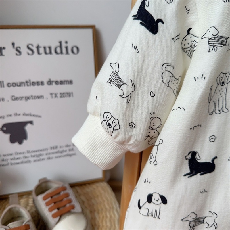 Baby Girl/Boy Full-print Cartoon Puppy Long Sleeve Romper
