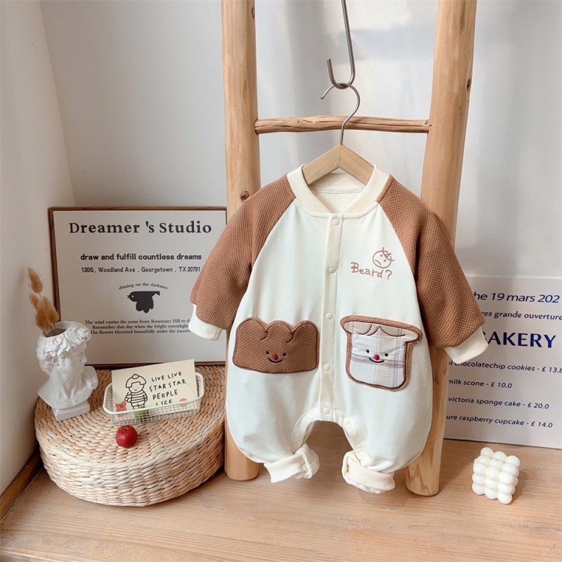 Baby Girl/Boy Cute Cartoon Bread Long Sleeve Romper