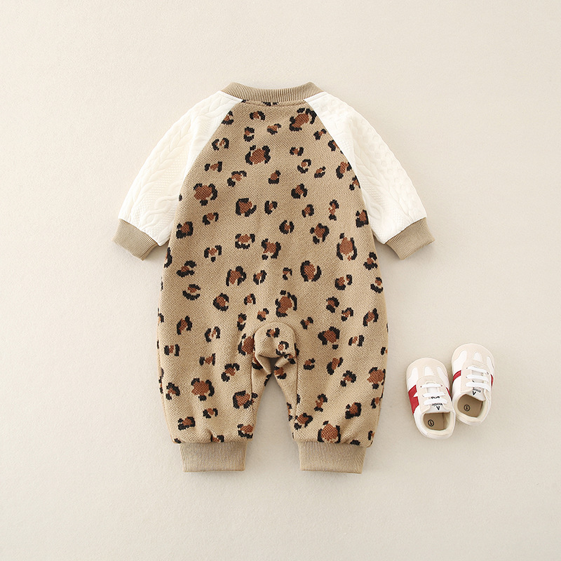 Baby Girl/Boy Cute Cartoon Leopard Print Bear Long Sleeve Romper