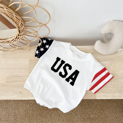 Baby Boy/Girl USA Print Short Sleeve Bodysuit