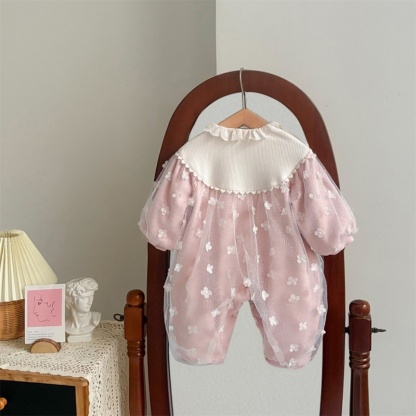Baby Girl Cute Stereoscopic Flower Long Sleeve Romper